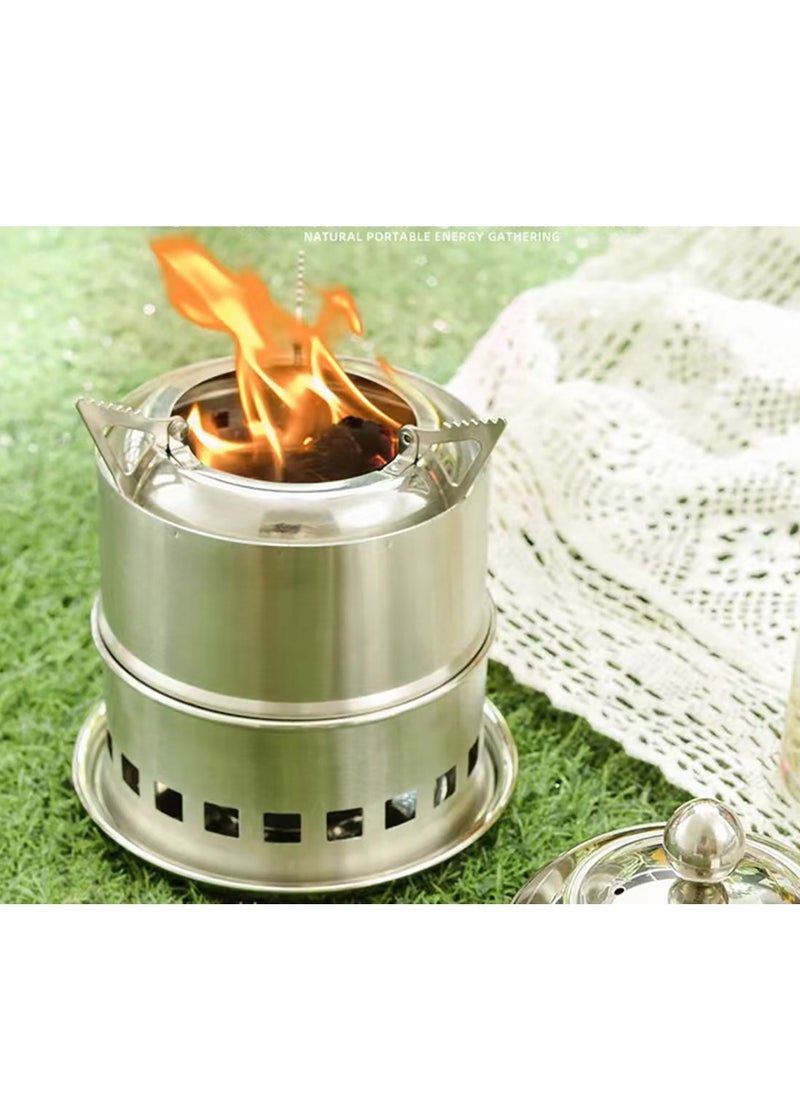 Arabest - Outdoor Wood Stove, Portable Tea Stove, Camping Mini Stove, Picnic Supplies and Equipment, Stainless Steel - Image 1