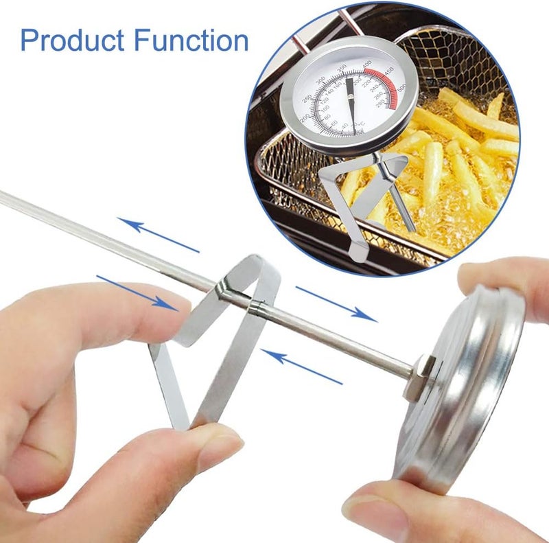 Efeng 15“ turkey fryer thermometer with pot clip (2 Pack), 2" dial candy thermometer with stainless steel clip,oil thermometerr for frying,turkey thermometor deep fryer for cooking tall pots,beef,meat - Image 4