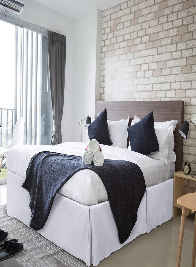 Gorayoo Bedding تنورة سرير مربعة مقسمة من الزوايا مصنوعة من الألياف الدقيقة بقطر 18 بوصة، غطاء إطار سرير سهل التركيب، من فئة الفنادق الفاخرة (أبيض، مقاس كينج كاليفورنيا) - Image 5