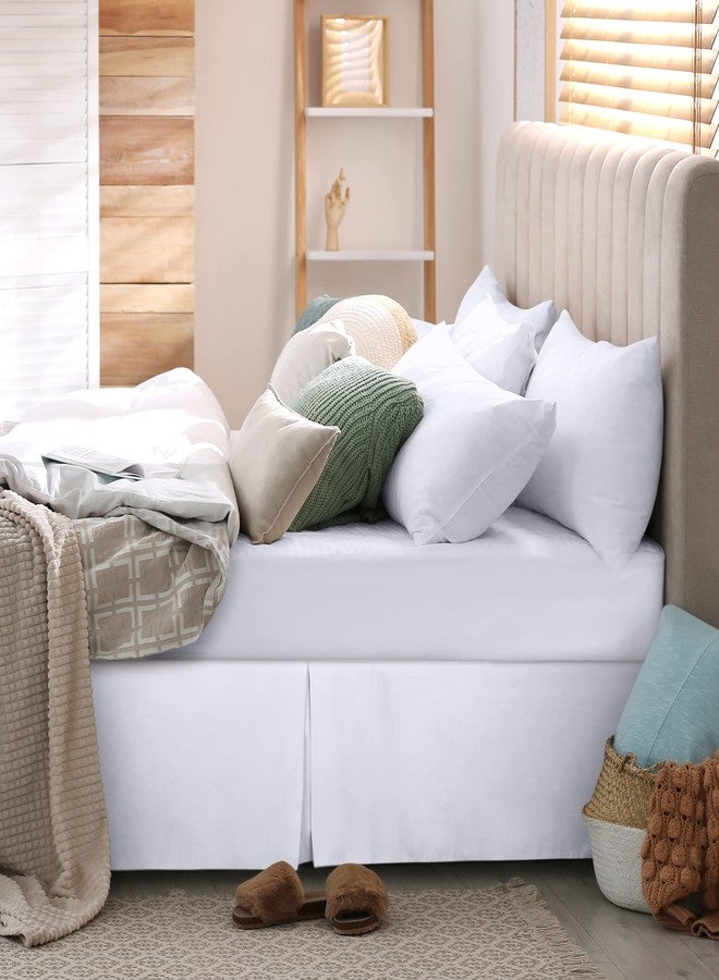 Gorayoo Bedding تنورة سرير مربعة مقسمة من الزوايا مصنوعة من الألياف الدقيقة بقطر 18 بوصة، غطاء إطار سرير سهل التركيب، من فئة الفنادق الفاخرة (أبيض، مقاس كينج كاليفورنيا) - Image 3