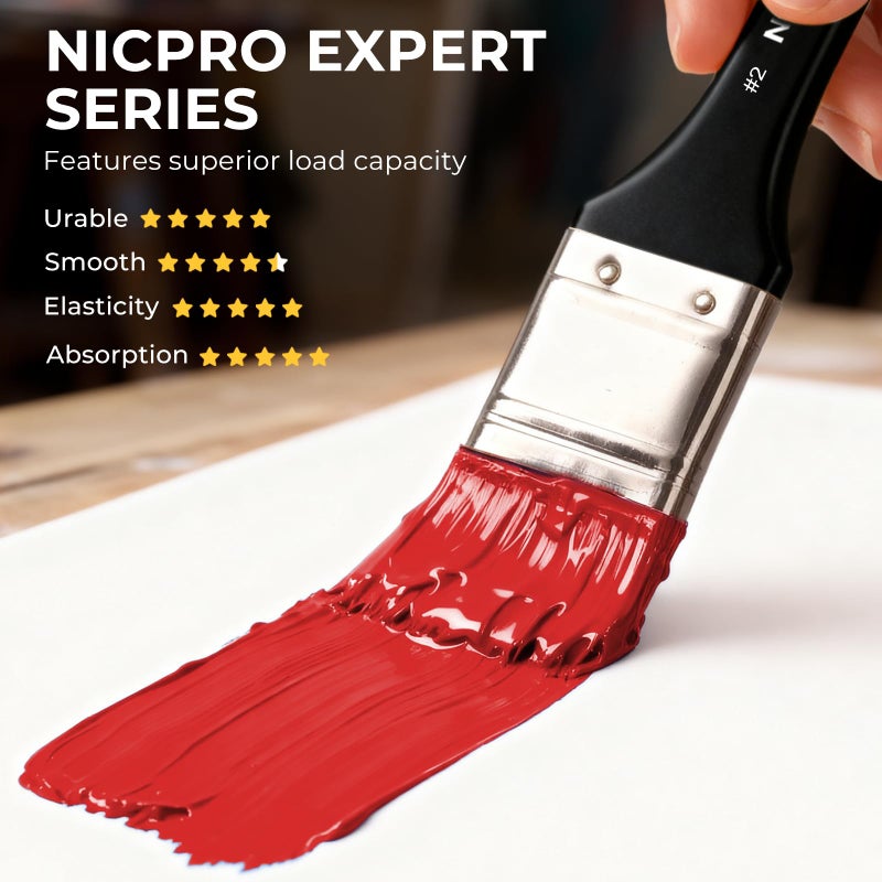 Nicpro 26pcs Paint Brush Set, Professional Paintbrushes with Palette Knife, Craft Paint Brushes for Acrylic Painting, Oil, Watercolor, Gouache & Canvas, Drawing & Art Supplies for Adults, Artists Gift - Image 4