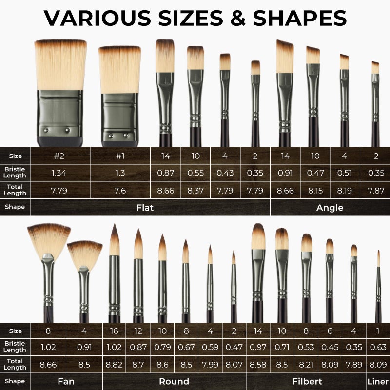 Nicpro 26pcs Paint Brush Set, Professional Paintbrushes with Palette Knife, Craft Paint Brushes for Acrylic Painting, Oil, Watercolor, Gouache & Canvas, Drawing & Art Supplies for Adults, Artists Gift - Image 5