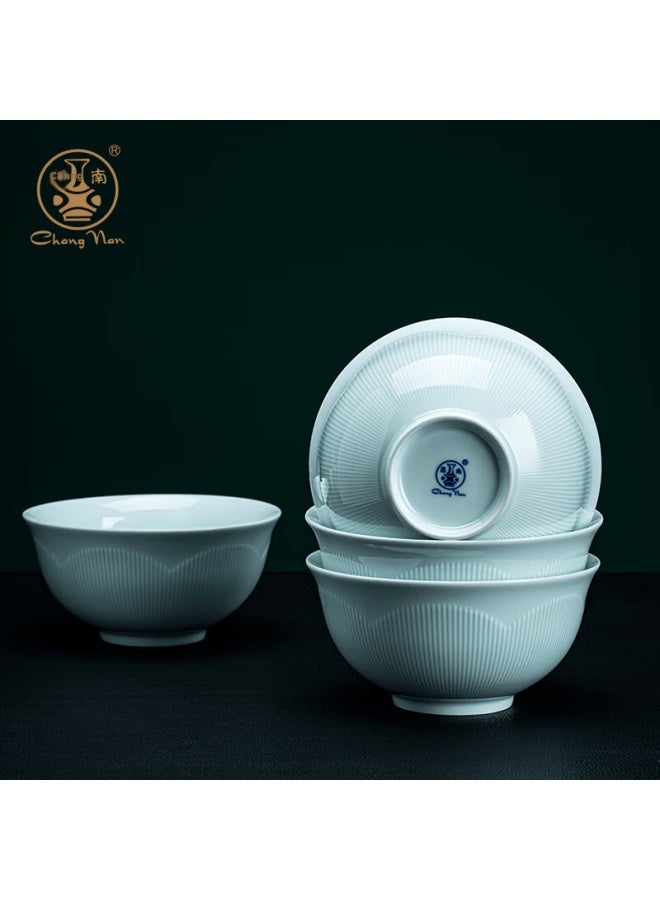 Changnan Jingdezhen High-temperature Yingqing Ceramic Solid Color 6-inch Noodle Bowls Set Of 4 Dinnerware Gift Set - Image 4