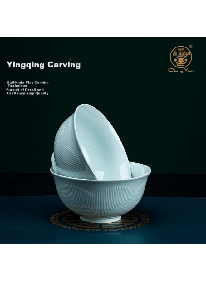 Changnan Jingdezhen High-temperature Yingqing Ceramic Solid Color 6-inch Noodle Bowls Set Of 4 Dinnerware Gift Set - Image 2