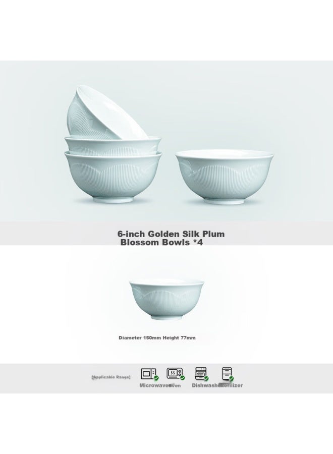 Changnan Jingdezhen High-temperature Yingqing Ceramic Solid Color 6-inch Noodle Bowls Set Of 4 Dinnerware Gift Set - Image 1