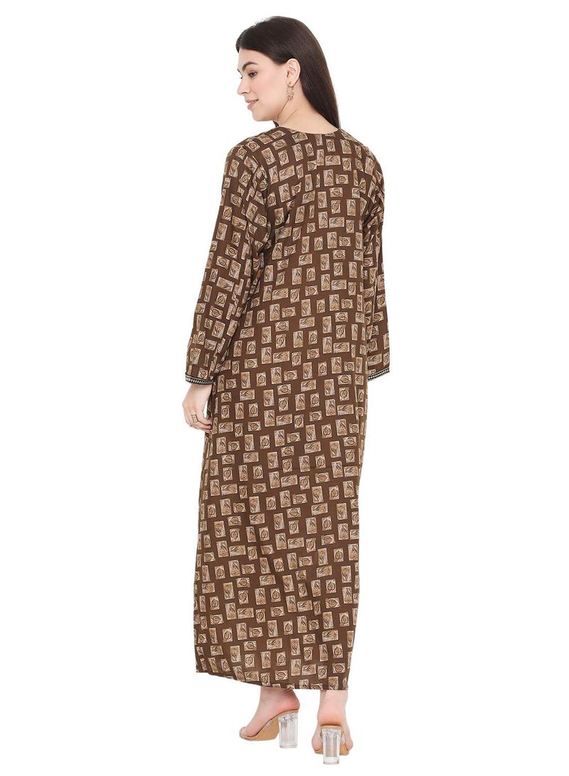 هانا آند سارا جلابية يومية مطبوعة بتطريز خيوط فريد - Image 2