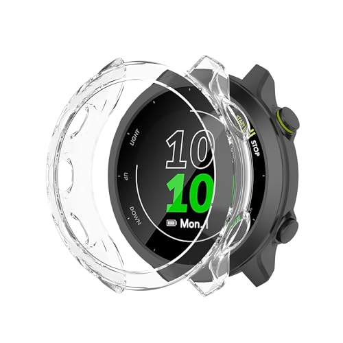 Wisely Protective Bumper Case Cover Compatible for Garmin Forerunner 55 SmartWatch Full Cover Soft Case HD Clear, Transparent - Image 1