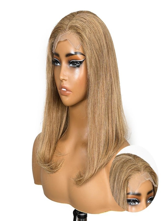 سوبر نوفا باروكة شعر بوب قصيرة بلون العسل الأشقر من سوبرنوفا، شعر بشري طبيعي رقم 27، لون 4x4، مزودة بإغلاق دانتيل، مناسبة للنساء ذوات البشرة السمراء، شعر قصير بوب منتف مسبقًا، شعر بشري مستقيم، كثافة 200، طول 10 بوصات - Image 2