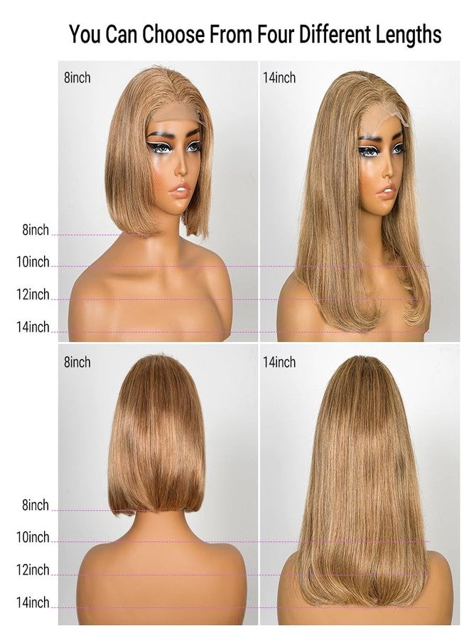 سوبر نوفا باروكة شعر بوب قصيرة بلون العسل الأشقر من سوبرنوفا، شعر بشري طبيعي رقم 27، لون 4x4، مزودة بإغلاق دانتيل، مناسبة للنساء ذوات البشرة السمراء، شعر قصير بوب منتف مسبقًا، شعر بشري مستقيم، كثافة 200، طول 10 بوصات - Image 5