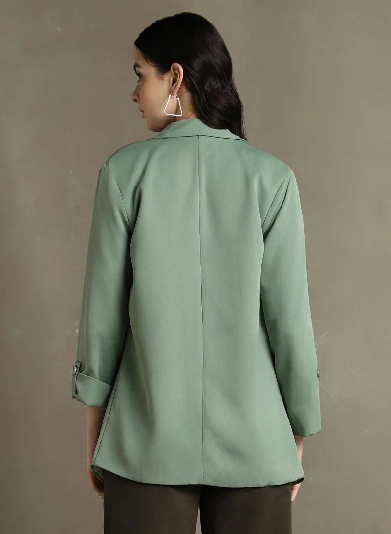 دينيس لينغو Women's Sage 100% Polyester Solid Regular Fit Blazer