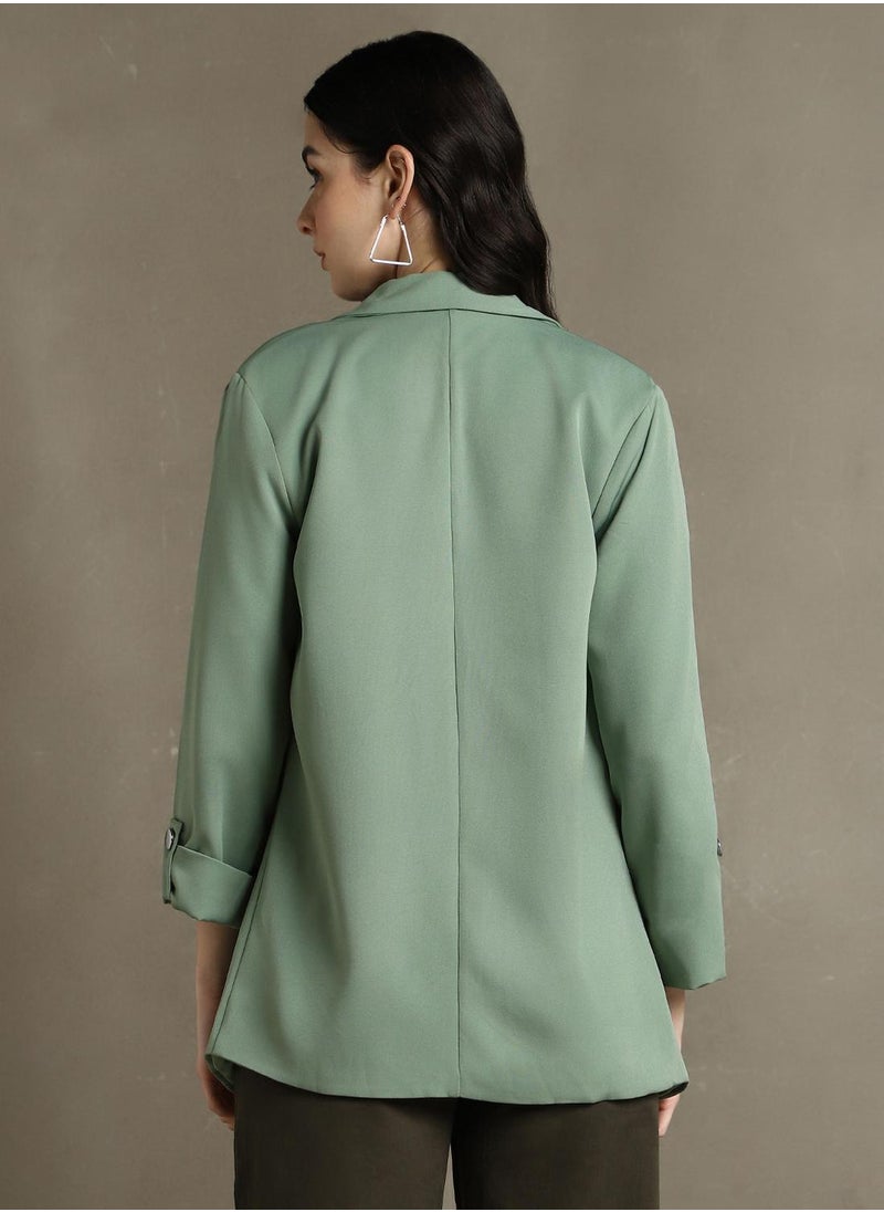 Dennis Lingo - Women's Sage 100% Polyester Solid Regular Fit Blazer - Image 1
