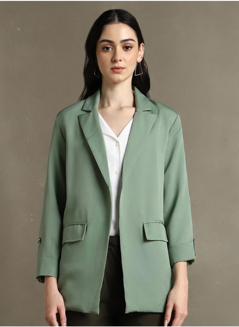 Dennis Lingo - Women's Sage 100% Polyester Solid Regular Fit Blazer - Image 1