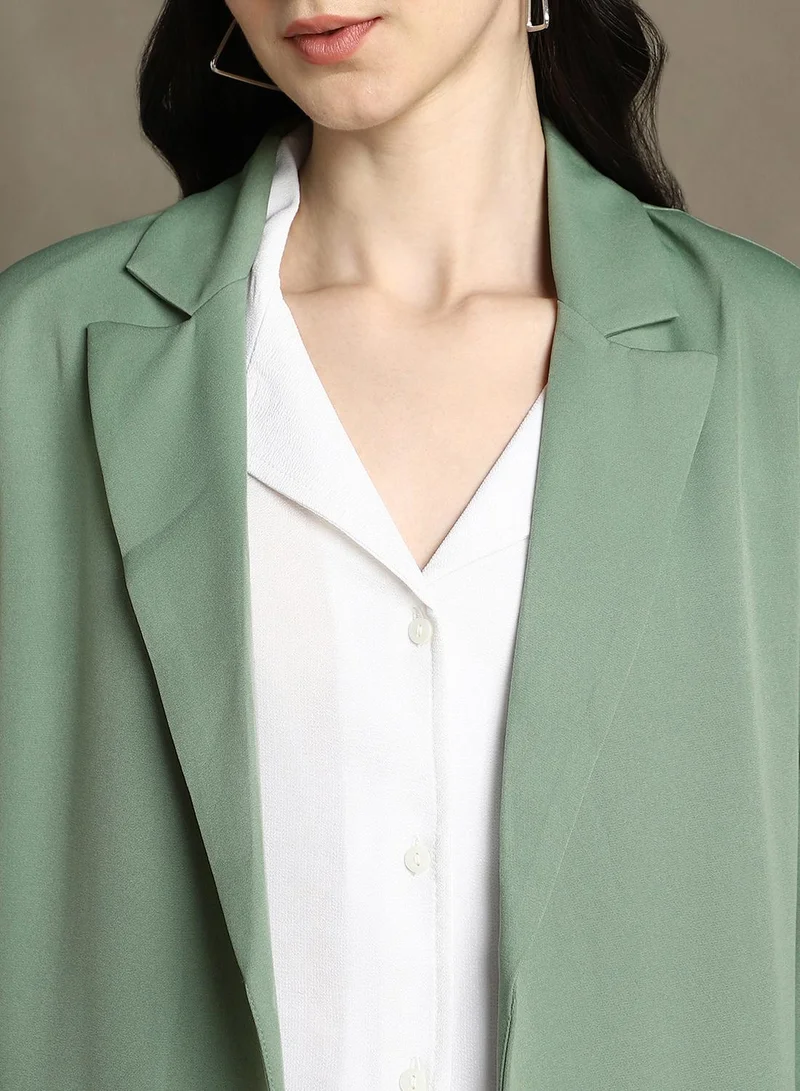 دينيس لينغو Women's Sage 100% Polyester Solid Regular Fit Blazer