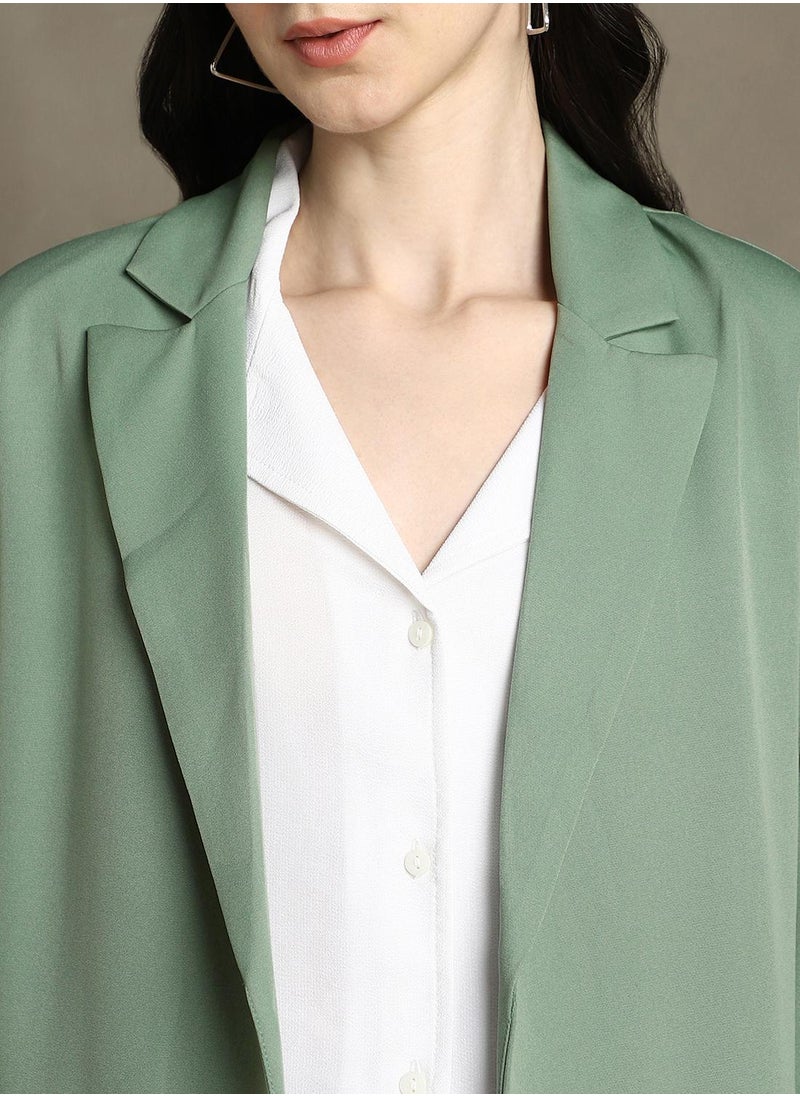 Dennis Lingo - Women's Sage 100% Polyester Solid Regular Fit Blazer - Image 1