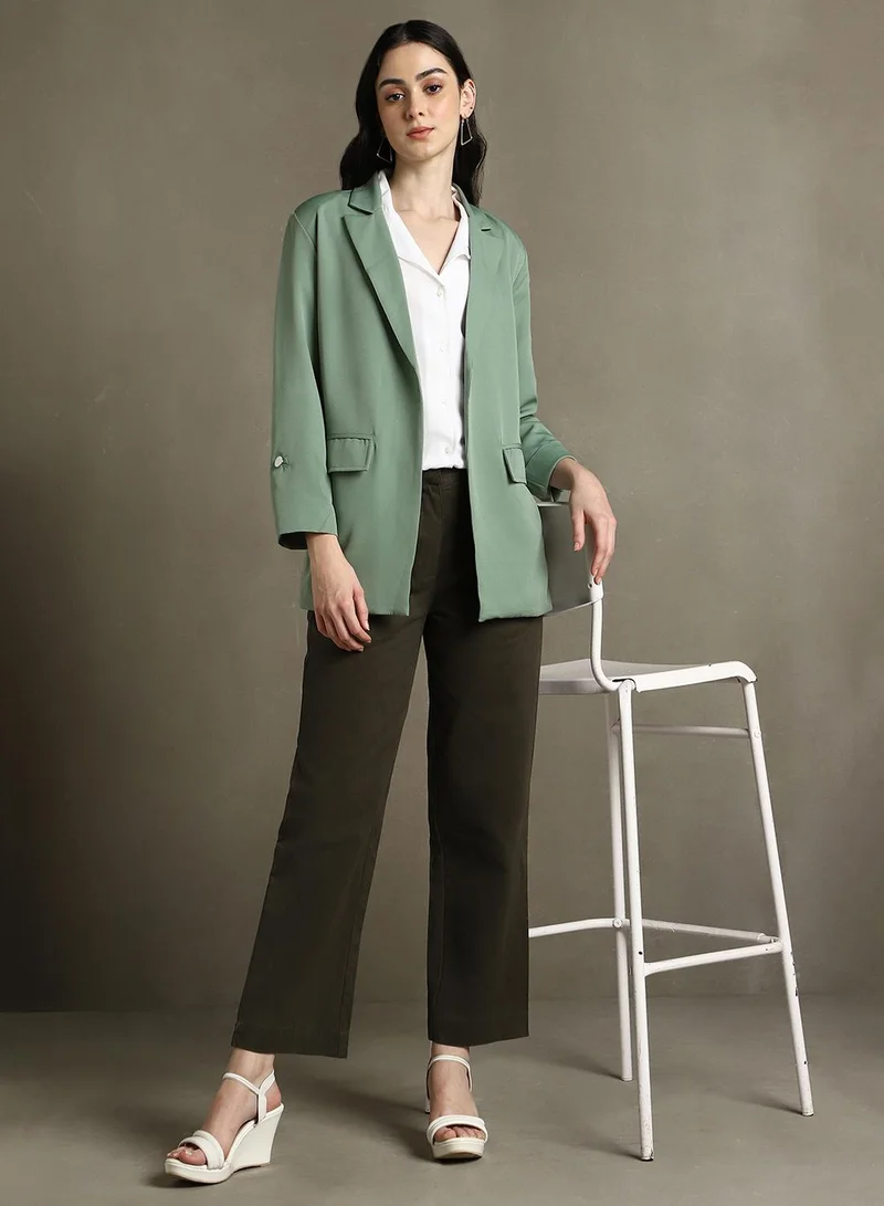 دينيس لينغو Women's Sage 100% Polyester Solid Regular Fit Blazer