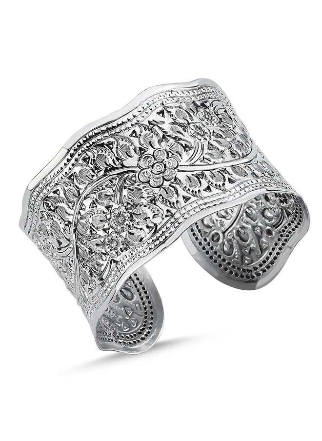 EMNON 925 Silver Floral Adjustable Bangle-High-Quality Jewelry in UAE Dubai 100% Precious Metal Gift for Women-EMNON90BA-BN105200 