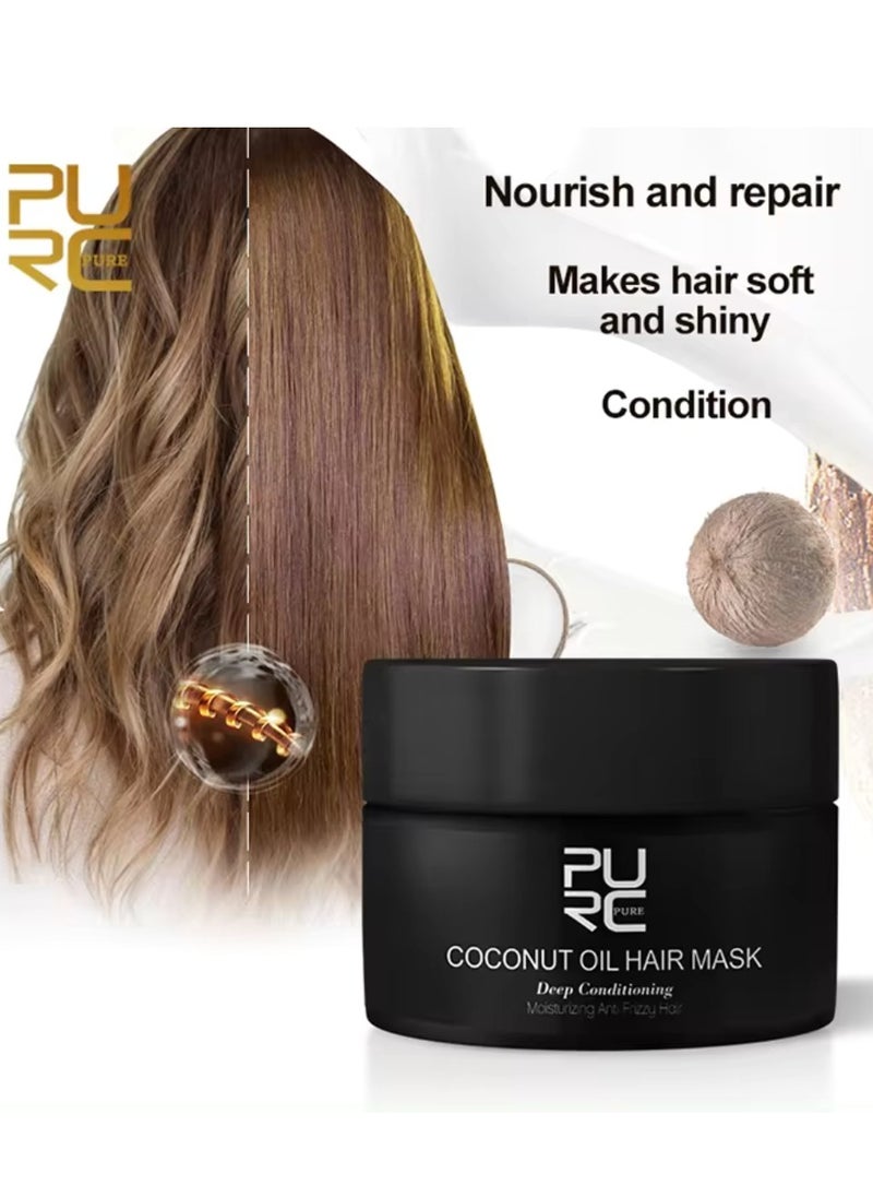 PURC - 50ml Coconut Oil Hair Mask Deep Conditioning Moisturizing Anti Frizzy Hair Coconut Hair Mask Hydrate Moisturize Nourish and Repair Damaged Hair Smooth and Shiny Hair with Coconut Oil - Image 1