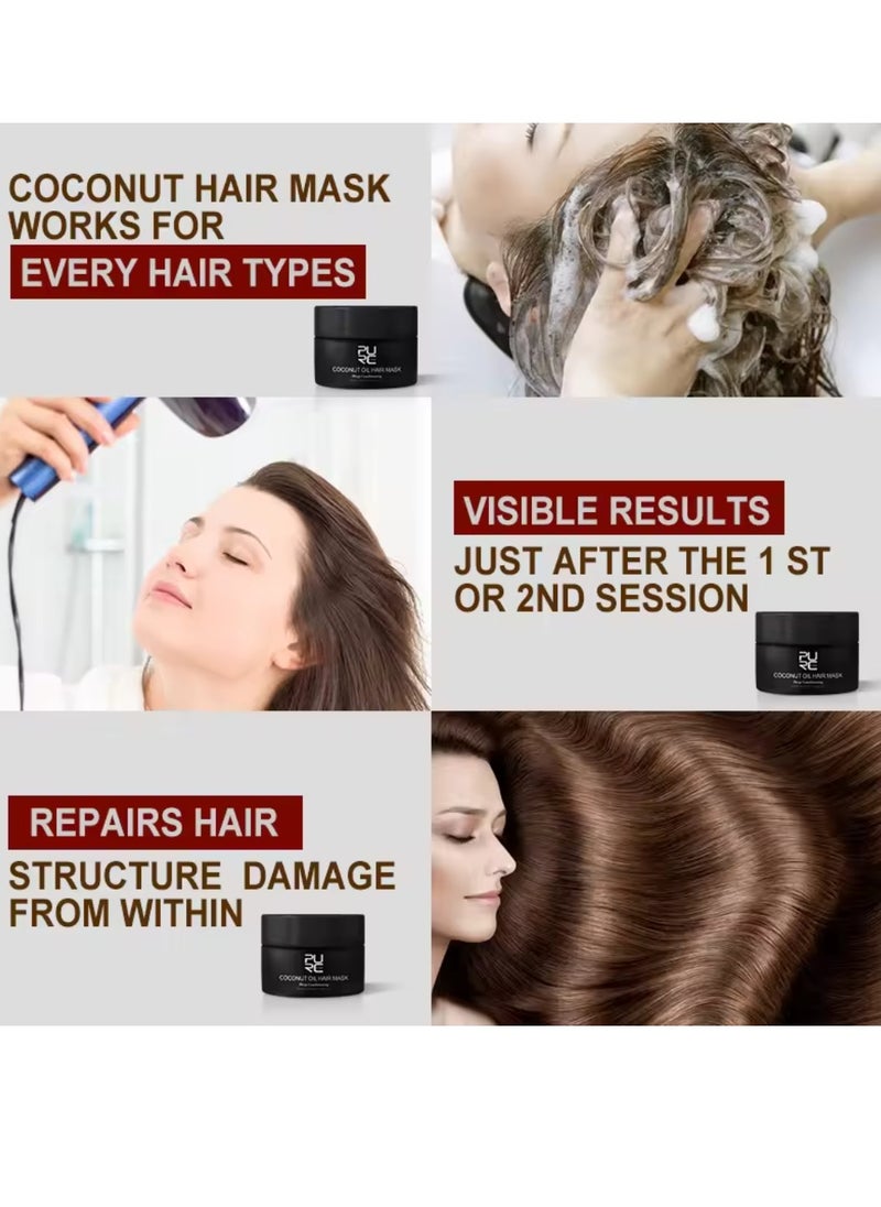 PURC - 50ml Coconut Oil Hair Mask Deep Conditioning Moisturizing Anti Frizzy Hair Coconut Hair Mask Hydrate Moisturize Nourish and Repair Damaged Hair Smooth and Shiny Hair with Coconut Oil - Image 1