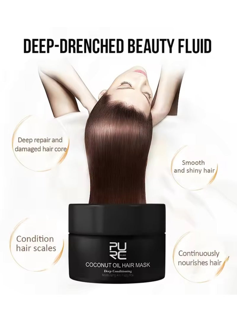 PURC - 50ml Coconut Oil Hair Mask Deep Conditioning Moisturizing Anti Frizzy Hair Coconut Hair Mask Hydrate Moisturize Nourish and Repair Damaged Hair Smooth and Shiny Hair with Coconut Oil - Image 1