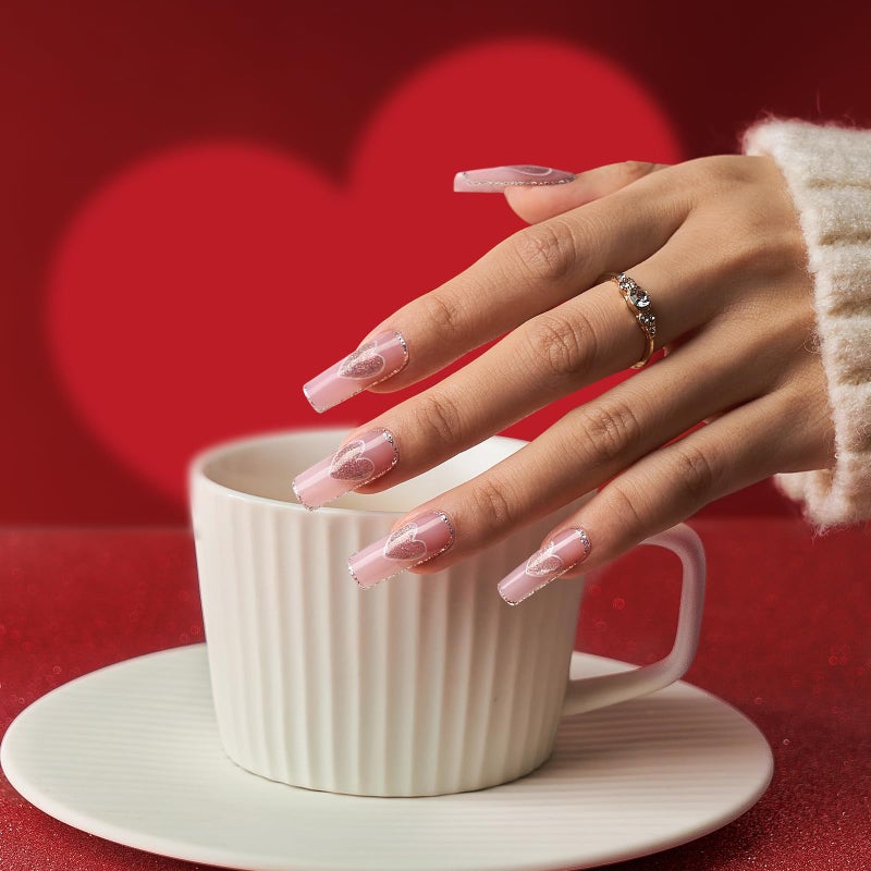 BTArtbox XCOATTIPS Soft Gel Nail Tips - Matte Long Square Press On Nails Pink Colored Natural with Tip Primer Cover, One-Step Full Cover Fake Nails Gel Nails for Nail Extensions Art - Image 2