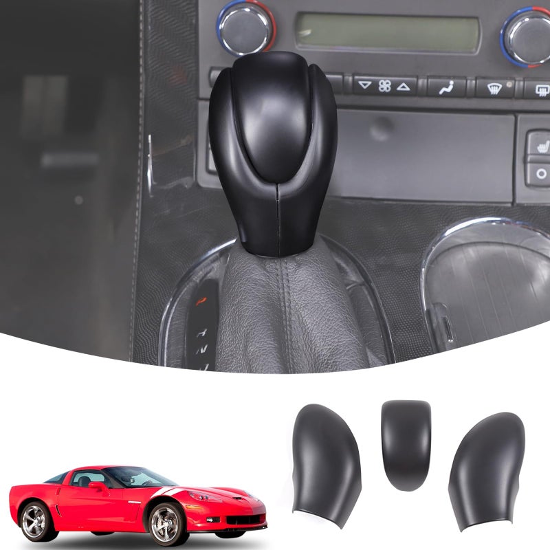 Lcojicep ABS Gear Shift Knob Head Cover Compatible with Corvette C6 20052013 Protective Shell Black - Image 2