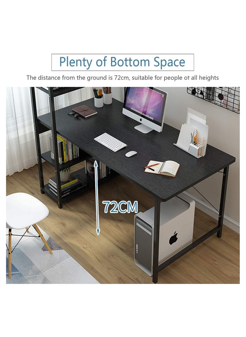 AGD Study desk with storage shelving unit suitable for home and office in modern black style  - Image 4