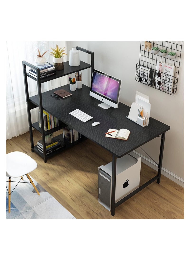 AGD Study desk with storage shelving unit suitable for home and office in modern black style  - Image 1