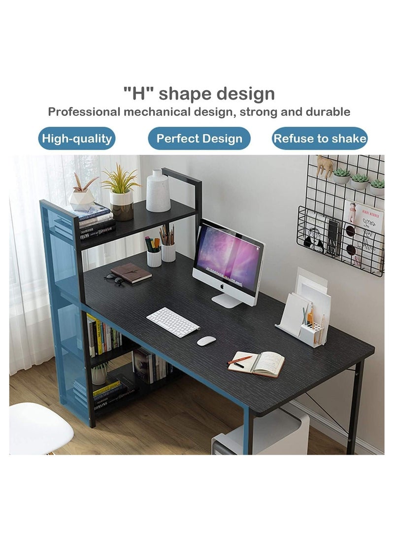 AGD Study desk with storage shelving unit suitable for home and office in modern black style  - Image 2