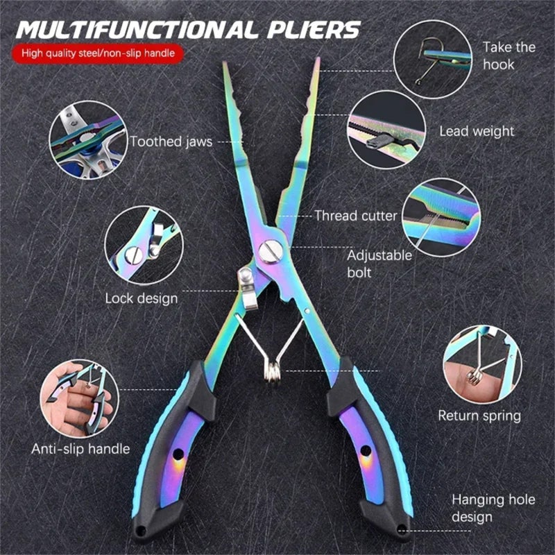 Fishing Plier 1# Durable SS420 Stainless Steel Construction - Titanium-Plated Bent Nose With Hook Opener for Freshwater Saltwater Anglers - Image 5