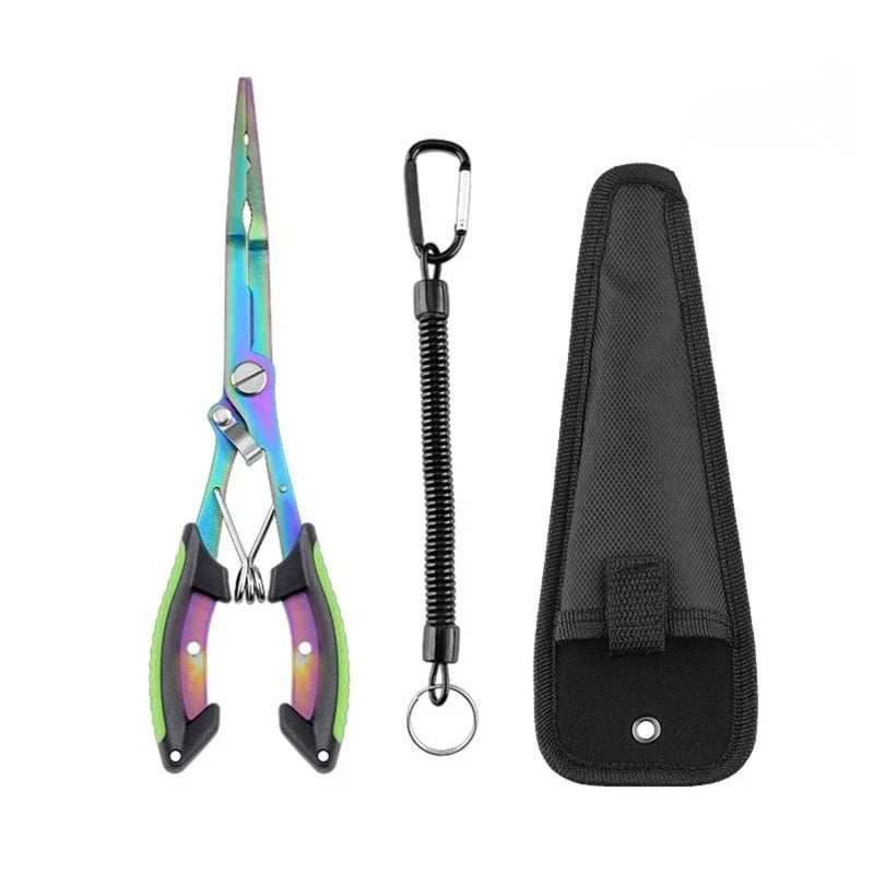Fishing Plier 1# Durable SS420 Stainless Steel Construction - Titanium-Plated Bent Nose With Hook Opener for Freshwater Saltwater Anglers - Image 1