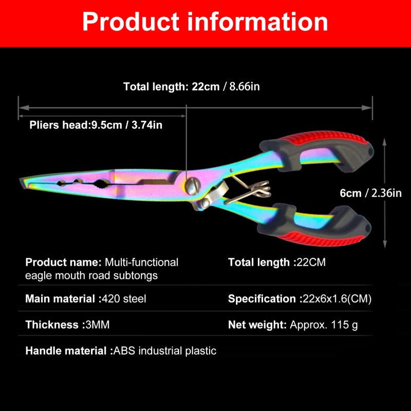 Fishing Plier 1# Durable SS420 Stainless Steel Construction - Titanium-Plated Bent Nose With Hook Opener for Freshwater Saltwater Anglers - Image 2