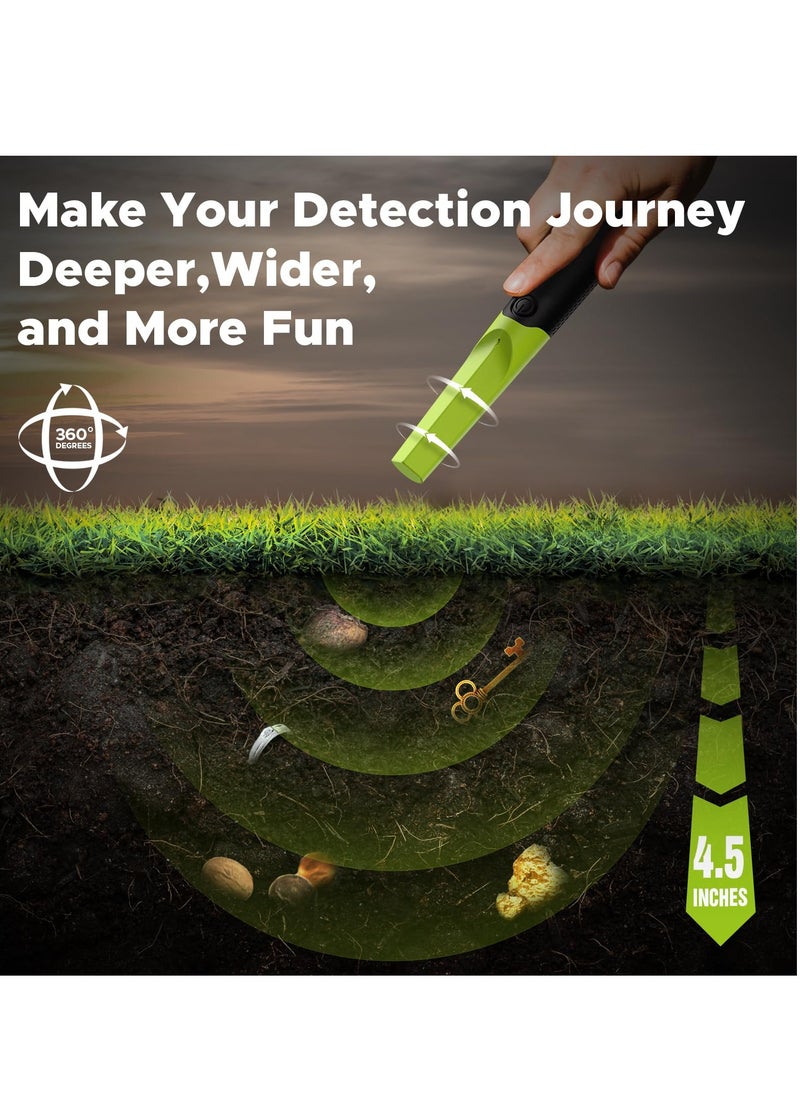 Excefore - Metal Detector Handheld Pinpointer, IP68 Fully Waterproof 360° Search Pin Pointer Wand, High Sensitivity Detectors Treasure Pinpointing Finder Probe, Suitable for Adults & Kids (Green) - Image 1