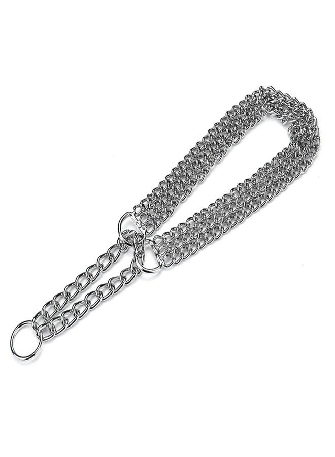 TELEYI Silver Dog Chain Collar,3 Rows Stainless Steel Chew Proof Cuban Link Dog Collar Metal Martingale Collar Heavy Duty Training Boy Girl Puppy Collar for Small Medium Large Big Breed Pet,S - Image 5