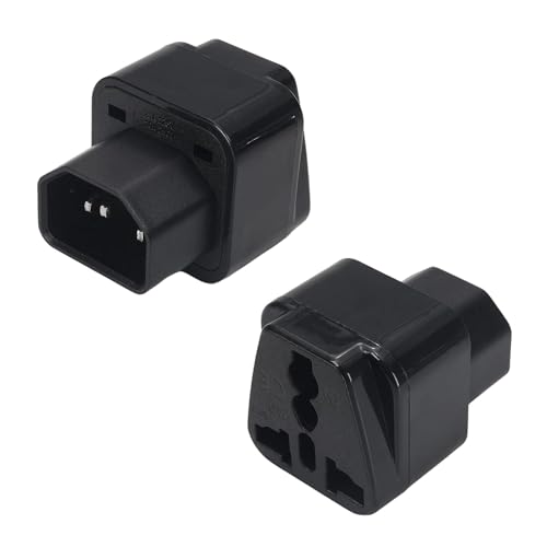FENTICO UPS IEC C14 Male to Universal Female Socket Power Adapter Converter AC110-250V 10-16A, C14 to Universal Power Socket Converter for UPS (Black, 1 Piece) - Image 1