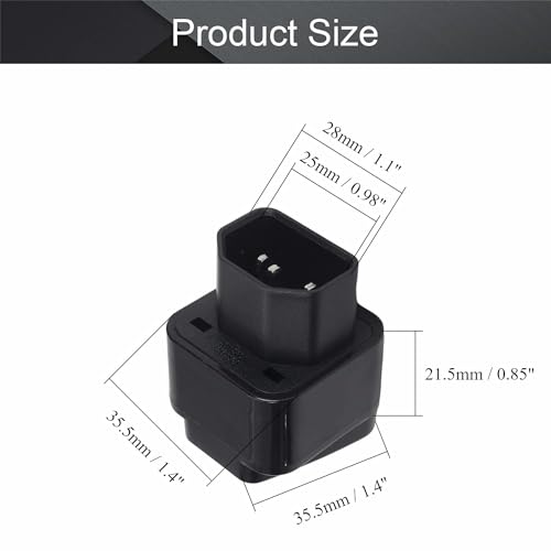 FENTICO UPS IEC C14 Male to Universal Female Socket Power Adapter Converter AC110-250V 10-16A, C14 to Universal Power Socket Converter for UPS (Black, 1 Piece) - Image 2