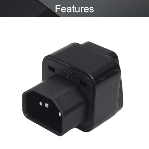 FENTICO UPS IEC C14 Male to Universal Female Socket Power Adapter Converter AC110-250V 10-16A, C14 to Universal Power Socket Converter for UPS (Black, 1 Piece) - Image 3