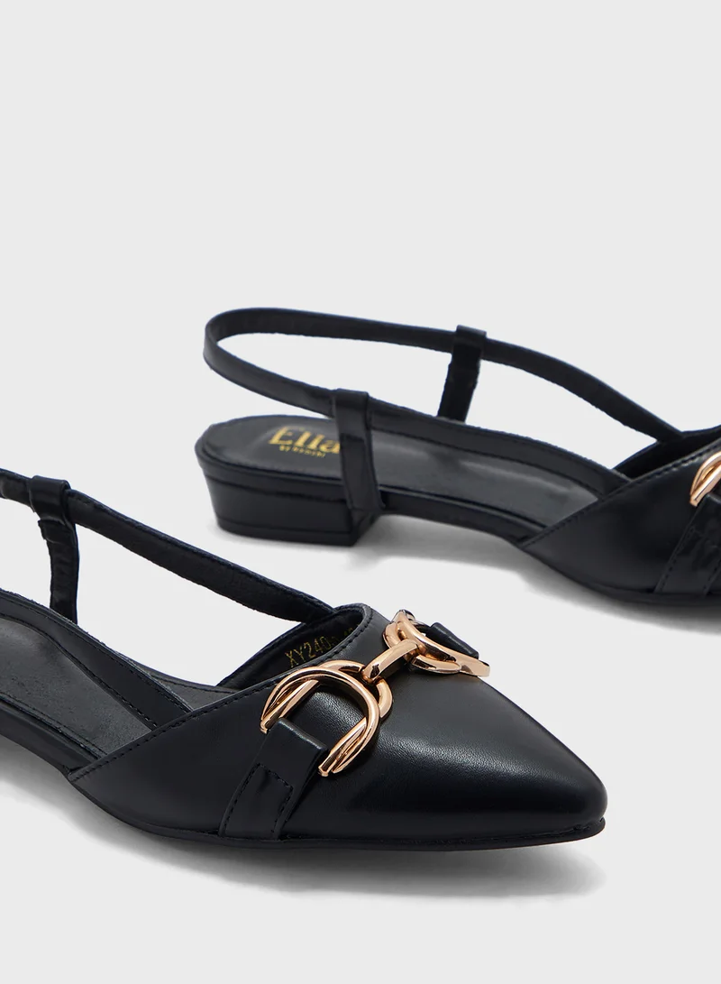 ELLA Metal Trim Pointy Toe Sling Back Shoe