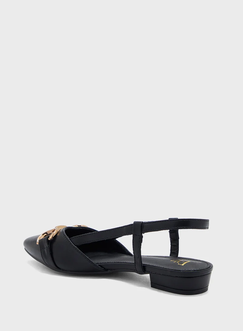 ELLA Metal Trim Pointy Toe Sling Back Shoe