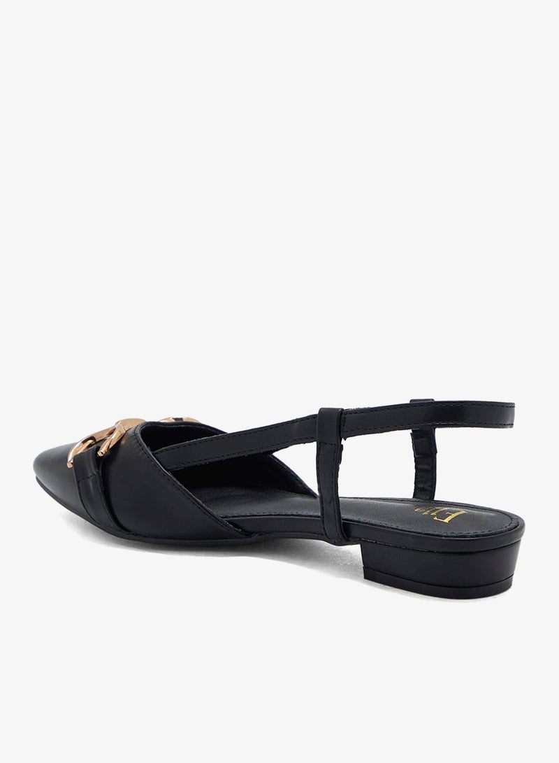 ELLA Metal Trim Pointed Toe Sling Back Ballet - Image 3