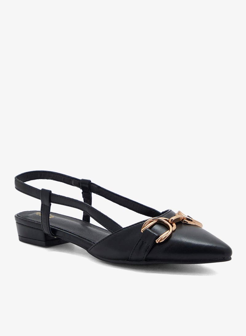 ELLA Metal Trim Pointed Toe Sling Back Ballet - Image 2