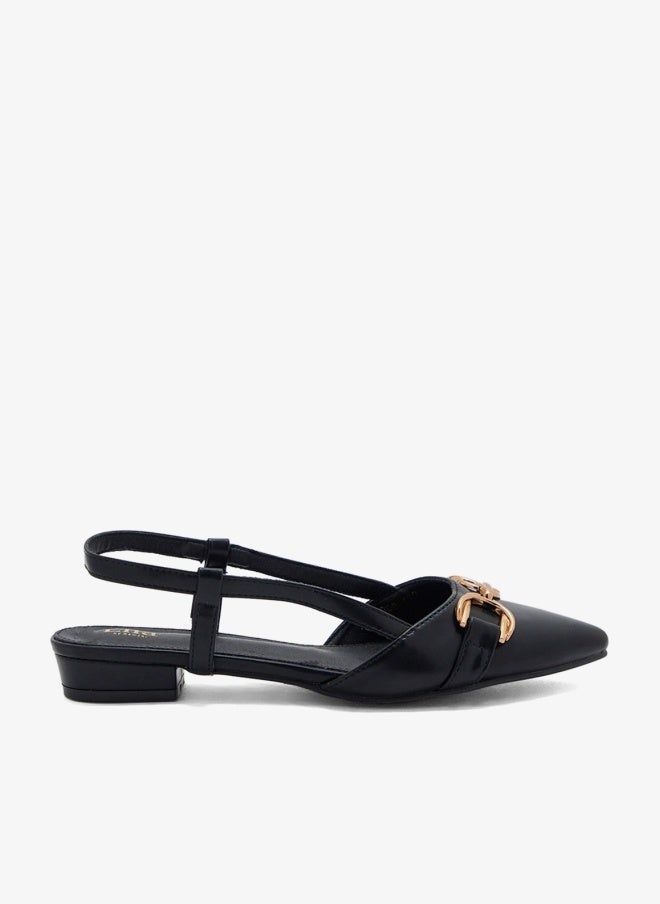 ELLA Metal Trim Pointed Toe Sling Back Ballet - Image 1