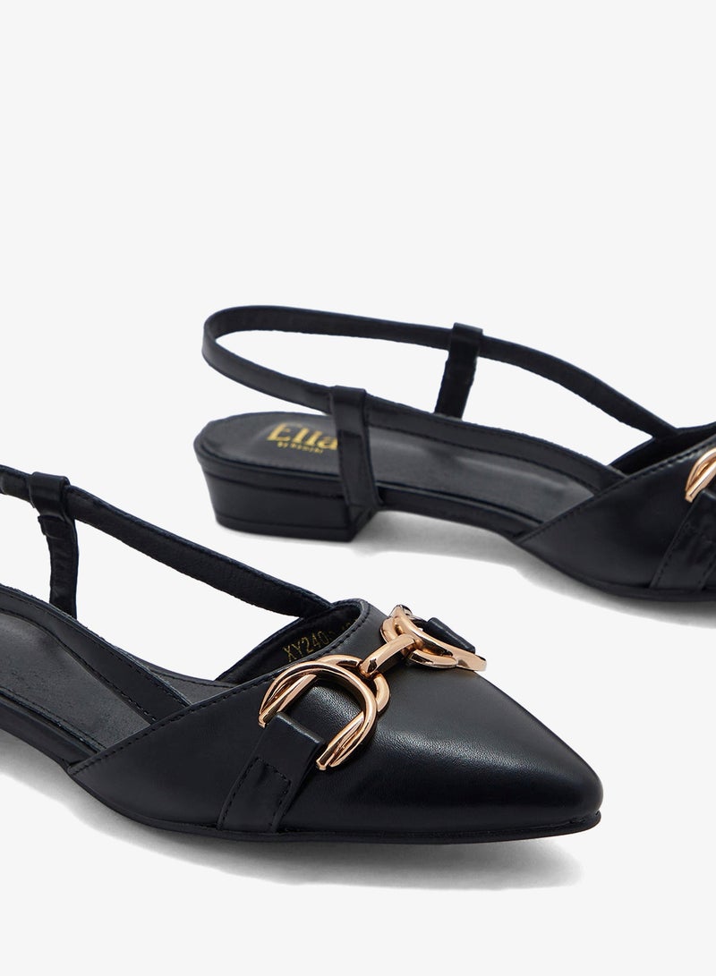 ELLA Metal Trim Pointed Toe Sling Back Ballet - Image 4
