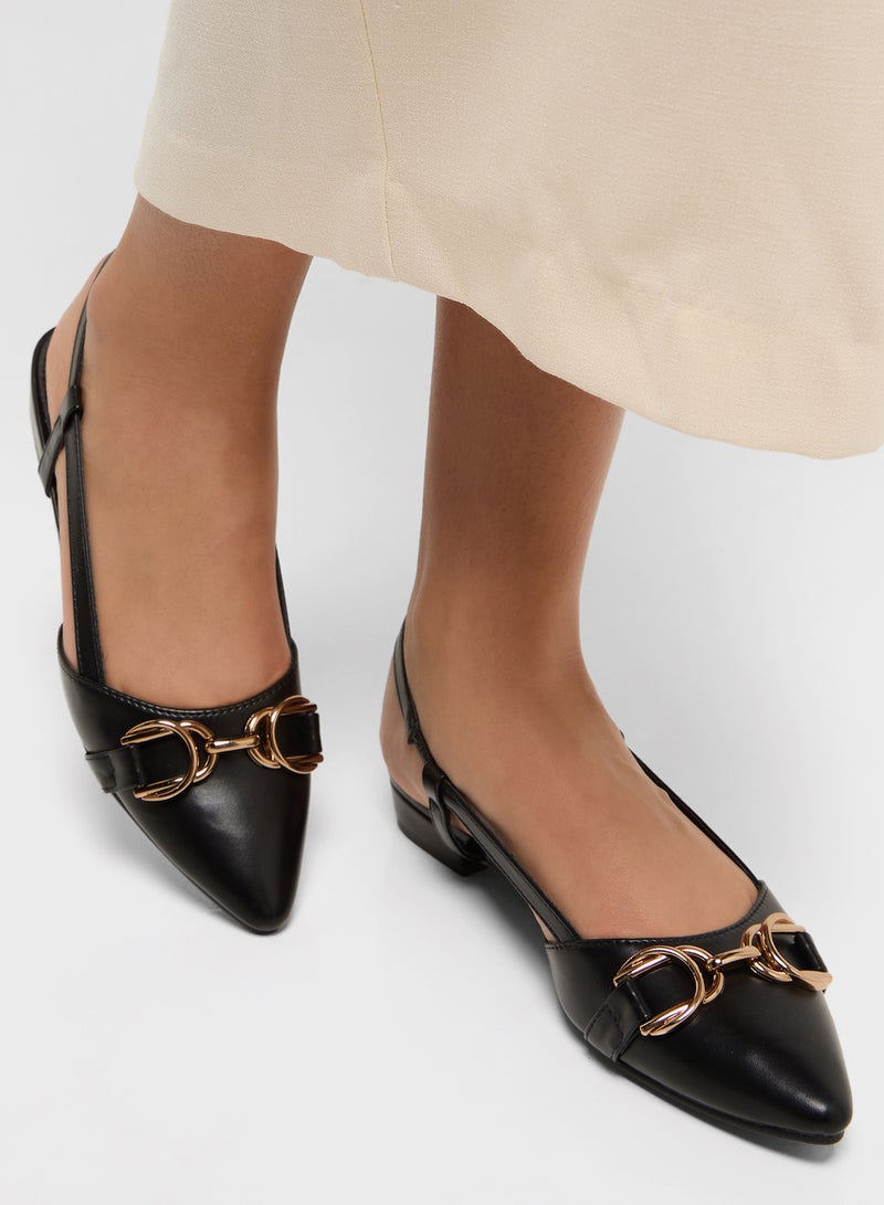 ELLA Metal Trim Pointed Toe Sling Back Ballet - Image 5
