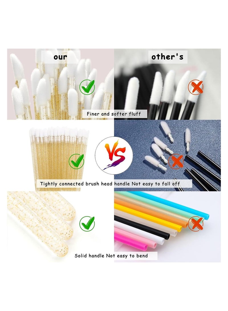 Zikra Disposable Crystal Lip Brushes Stick, 100 Pcs Lip Gloss Brushes Lipstick Applicator, Makeup Beauty Brushes for Lipstick Lip Gloss Lip Mask Eyeshadow, Yellow - Image 3