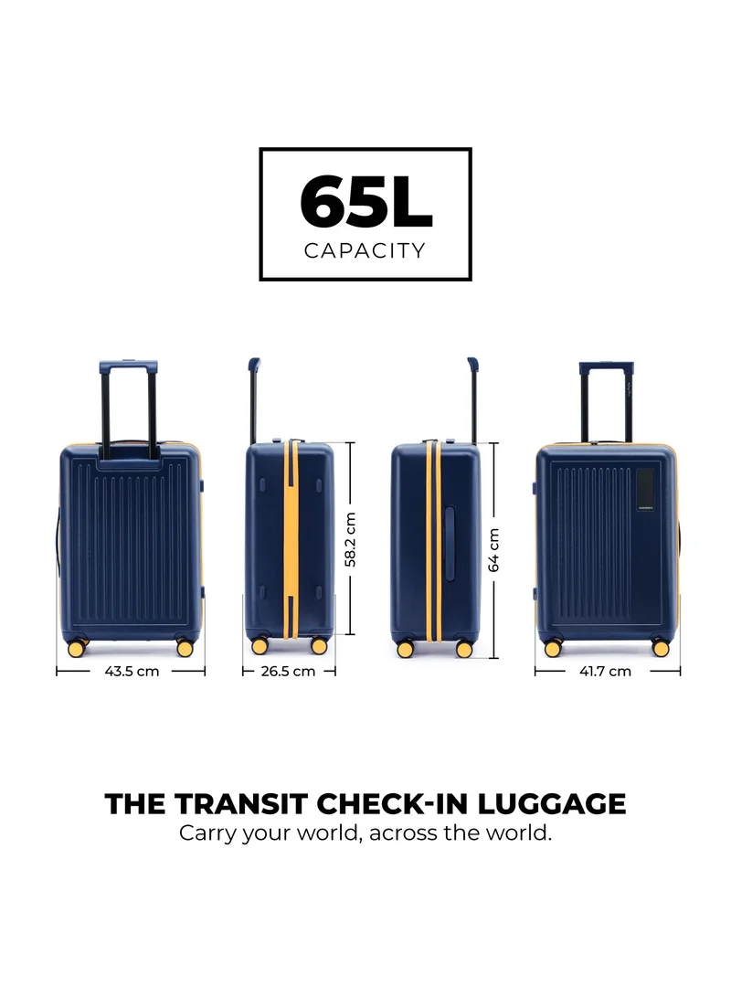 Mokobara The Transit Check-In Luggage - Polycarbonate Material | We Meet Again Sunray 2.0, Navy Blue