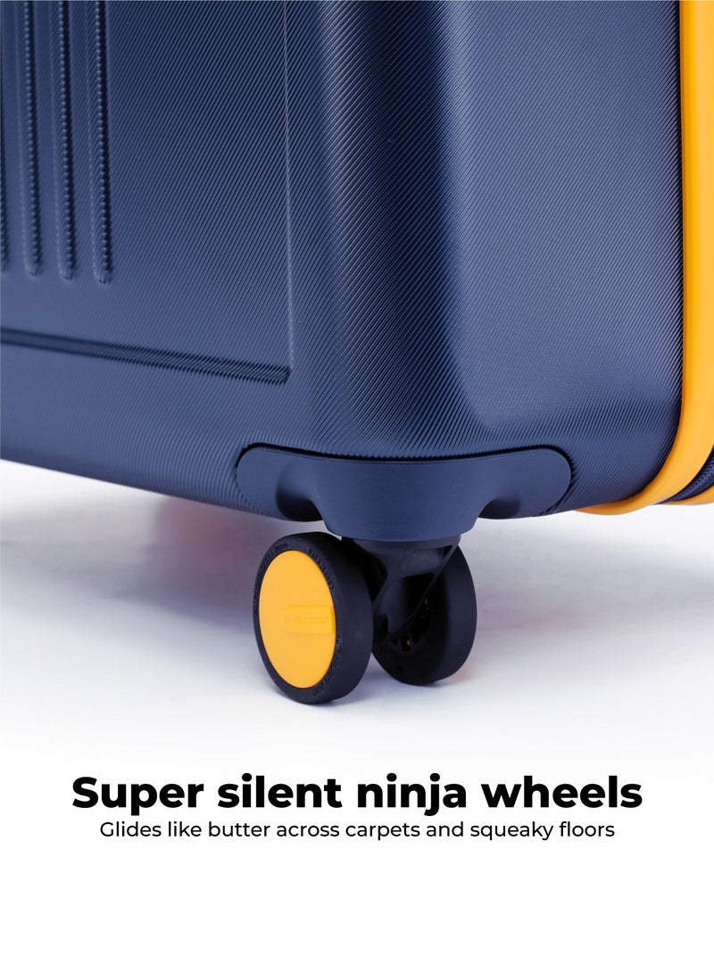 Mokobara The Transit Check-In Luggage - Polycarbonate Material | We Meet Again Sunray 2.0, Navy Blue - Image 4