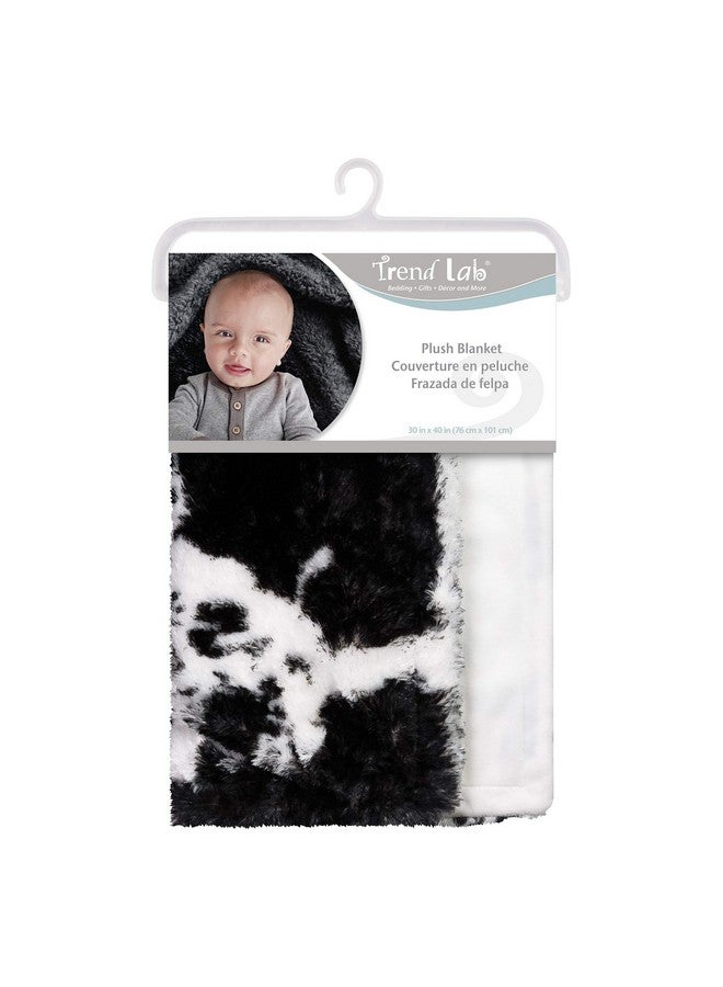 Trend Lab Cow Print Plush Baby Blanket-Cow Print Plush, White Back, Black, White, 30 in x 40 in - Image 4