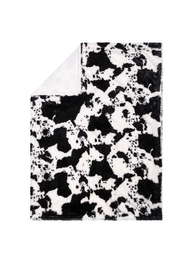 Trend Lab Cow Print Plush Baby Blanket-Cow Print Plush, White Back, Black, White, 30 in x 40 in - Image 1