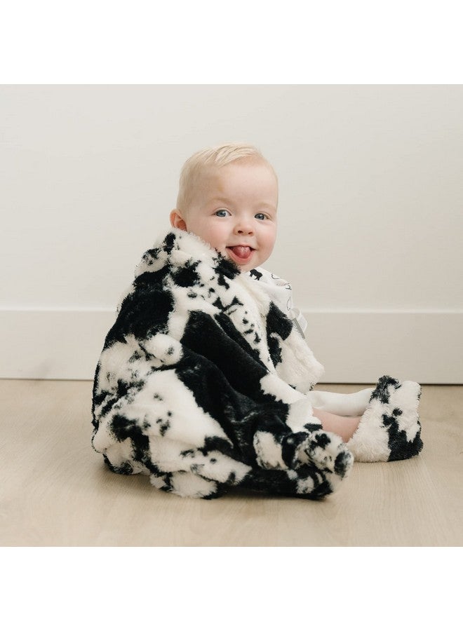 Trend Lab Cow Print Plush Baby Blanket-Cow Print Plush, White Back, Black, White, 30 in x 40 in - Image 2