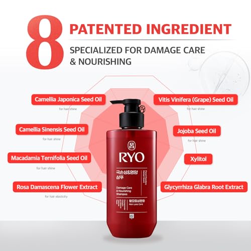RYO Damage Care & Nourishing Shampoo with Korean Ginseng & Caffeine - Repair and Moisturizing, Anti Loss Care, Strengthening hair roots, 16 Fl Oz. - Image 5